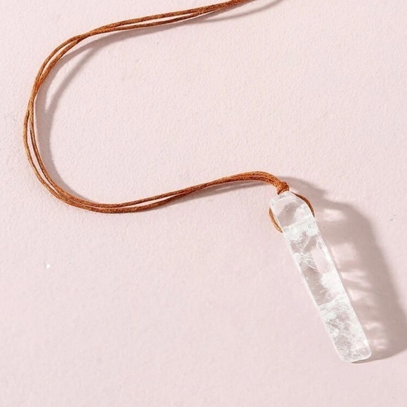 Natural Clear Quartz Cylinder Necklace - Picture 1 of 14